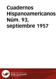 Cuadernos Hispanoamericanos. Núm. 93, septiembre 1957 | Biblioteca Virtual Miguel de Cervantes