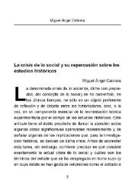 La crisis de lo social y su repercusión sobre los estudios históricos / Miguel Ángel Cabrera Acosta | Biblioteca Virtual Miguel de Cervantes