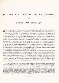 Dilthey y el método de la historia / por Pedro Laín Entralgo | Biblioteca Virtual Miguel de Cervantes