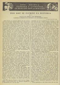 Por qué se escribe la historia / por el profesor Dr. Pedro Laín Entralgo | Biblioteca Virtual Miguel de Cervantes
