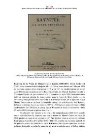  Imprenta de la Viuda de Manuel Comes (Cádiz, 1808-1847) [Semblanza]  / Beatriz Sánchez Hita | Biblioteca Virtual Miguel de Cervantes