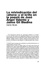 La reivindicación del "ahora" en la poesía de José Ángel Valente / Ioana Gruia | Biblioteca Virtual Miguel de Cervantes