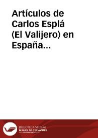 Artículos de Carlos Esplá en "España : órgano de la Junta Española de Liberación". Sección "Valija indiscreta". México D. F. 1944-1945 | Biblioteca Virtual Miguel de Cervantes