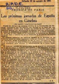 Las próximas jornadas de España en Ginebra / J. A. | Biblioteca Virtual Miguel de Cervantes