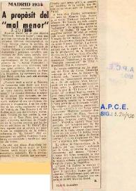 Madrid 1934. A propòsit del "mal menor" / R.  | Biblioteca Virtual Miguel de Cervantes