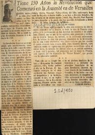 Tiene 150 años la Revolución que comenzó en la Asamblea de Versalles / Carlos Esplá | Biblioteca Virtual Miguel de Cervantes