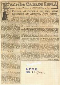 Franco, al servicio del Eje, está haciendo un imperio, pero ajeno / Carlos Esplá | Biblioteca Virtual Miguel de Cervantes