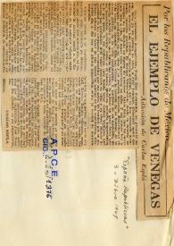 Por los Republicanos de México. El ejemplo de Venegas. Adhesión de Carlos Esplá | Biblioteca Virtual Miguel de Cervantes