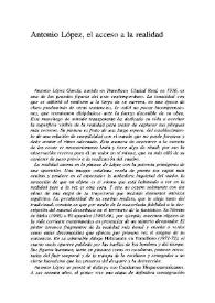Antonio López: el acceso a la realidad / Carlos Alfieri | Biblioteca Virtual Miguel de Cervantes