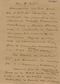 Anotaciones de Carlos Esplá sobre la CNT. 20 de septiembre de 1945 | Biblioteca Virtual Miguel de Cervantes