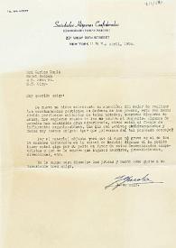 Carta de J. G. Malo a Carlos Esplá. Nueva York, 2 de abril de 1954 | Biblioteca Virtual Miguel de Cervantes