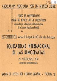 Curso de conferencias sobre el mundo de la postguerra: "Solidaridad internacional de las democracias", por Carlos Esplá Rizo | Biblioteca Virtual Miguel de Cervantes