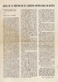 Carta de la Agrupación de Izquierda Republicana en México al Presidente del Consejo Nacional de Izquierda Republicana en Francia | Biblioteca Virtual Miguel de Cervantes