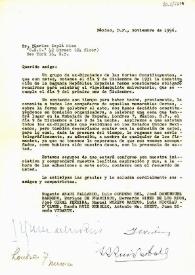 Carta de Bernardo Giner de los Ríos y otros a Esplá. México. D.F., Noviembre de 1956 | Biblioteca Virtual Miguel de Cervantes