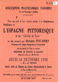 Conférence publique sur L'Espagne Pittoresque et ses "Corridas de toros" qui será prononcée par Monsieur Puig-Espert | Biblioteca Virtual Miguel de Cervantes