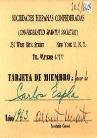 Carnet de socio de las Sociedades Hispanas Confederadas | Biblioteca Virtual Miguel de Cervantes
