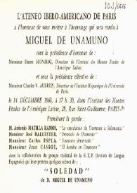 Homenaje a Unamuno. Conferencias de Antonio Matilla Ramos, José Ballester, Carlos Esplá y Jean Cassou | Biblioteca Virtual Miguel de Cervantes