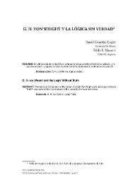 G. H. von Wright y la lógica sin verdad / Daniel González Lagier, Pablo Eugenio Navarro | Biblioteca Virtual Miguel de Cervantes