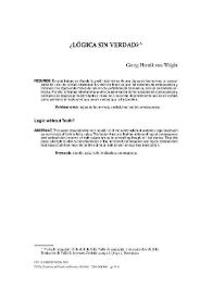 ¿Lógica sin verdad? / Georg Henrik von Wright | Biblioteca Virtual Miguel de Cervantes