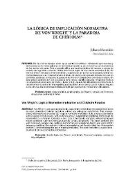 La lógica de implicación normativa de von Wright y la paradoja de Chisholm / Juliano Maranhão | Biblioteca Virtual Miguel de Cervantes