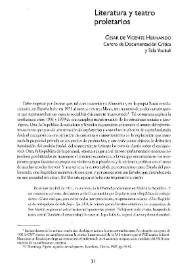Literatura y teatro proletarios / César de Vicente Hernando | Biblioteca Virtual Miguel de Cervantes