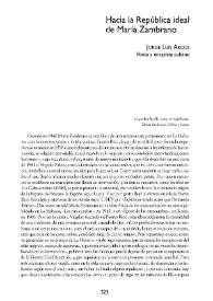 Hacia la República ideal de María Zambrano  / Jorge Luis Arcos | Biblioteca Virtual Miguel de Cervantes