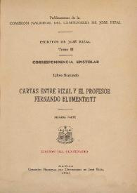 Cartas entre Rizal y el profesor Fernando Blumentritt. Primera parte / José Rizal | Biblioteca Virtual Miguel de Cervantes