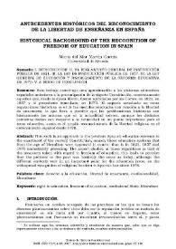 Antecedentes históricos del reconocimiento de la libertad de enseñanza en España / María del Mar Martín García | Biblioteca Virtual Miguel de Cervantes