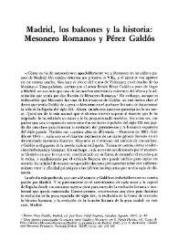 Madrid, los balcones y la historia: Mesonero Romanos y Pérez Galdós / Farris Anderson | Biblioteca Virtual Miguel de Cervantes