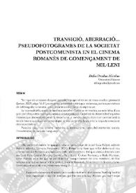 Transició, aberració... pseudofotogrames de la societat postcomunista en el cinema romanès de començament de mil·leni / Delia Prodan Nicolau | Biblioteca Virtual Miguel de Cervantes