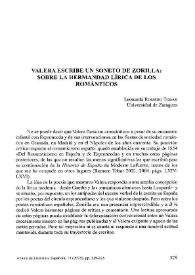 Valera escribe un soneto de Zorrilla: sobre la hermandad lírica de los románticos / Leonardo Romero Tobar | Biblioteca Virtual Miguel de Cervantes