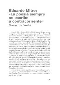 Eduardo Mitre: "La poesía siempre se escribe a contracorriente" / Carmen de Eusebio | Biblioteca Virtual Miguel de Cervantes