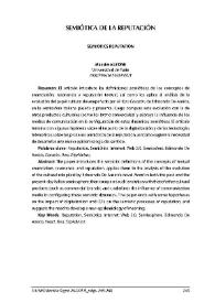 Semiótica de la reputación / Massimo Leone | Biblioteca Virtual Miguel de Cervantes