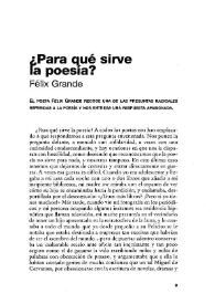 ¿Para qué sirve la poesía?  / Félix Grande | Biblioteca Virtual Miguel de Cervantes