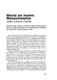Hacia un nuevo Renacimiento / Javier Lorenzo Candel | Biblioteca Virtual Miguel de Cervantes