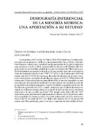 Demografía diferencial de la minoría morisca: una aportación a su estudio / María del Carmen Ansón Calvo | Biblioteca Virtual Miguel de Cervantes
