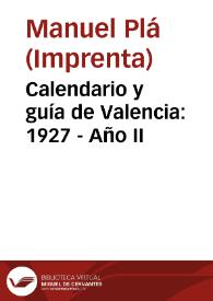 Calendario y guía de Valencia: 1927 -  Año II | Biblioteca Virtual Miguel de Cervantes