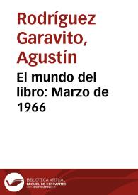 El mundo del libro: Marzo de 1966 | Biblioteca Virtual Miguel de Cervantes
