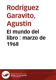 El mundo del libro : marzo de 1968 | Biblioteca Virtual Miguel de Cervantes