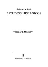 Estudios hispánicos / Raimundo Lida; prólogo de Carlos Blanco Aguinaga; edición de Antonio Alatorre | Biblioteca Virtual Miguel de Cervantes