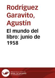 El mundo del libro: junio de 1958 | Biblioteca Virtual Miguel de Cervantes