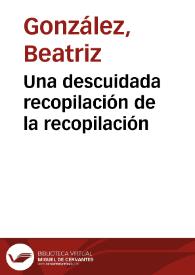 Una descuidada recopilación de la recopilación | Biblioteca Virtual Miguel de Cervantes