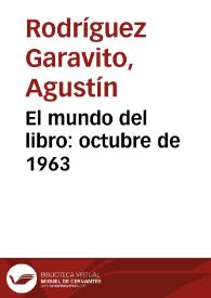 El mundo del libro: octubre de 1963 | Biblioteca Virtual Miguel de Cervantes