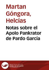 Notas sobre el Apolo Pankrator de Pardo García | Biblioteca Virtual Miguel de Cervantes