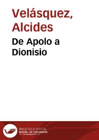 De Apolo a Dionisio | Biblioteca Virtual Miguel de Cervantes