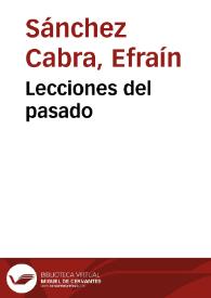 Lecciones del pasado | Biblioteca Virtual Miguel de Cervantes