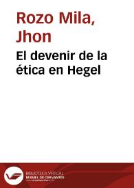 El devenir de la ética en Hegel | Biblioteca Virtual Miguel de Cervantes