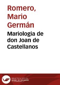 Mariologia de don Joan de Castellanos | Biblioteca Virtual Miguel de Cervantes