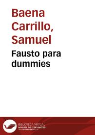 Fausto para dummies | Biblioteca Virtual Miguel de Cervantes