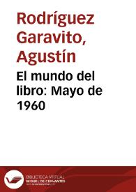 El mundo del libro: Mayo de 1960 | Biblioteca Virtual Miguel de Cervantes